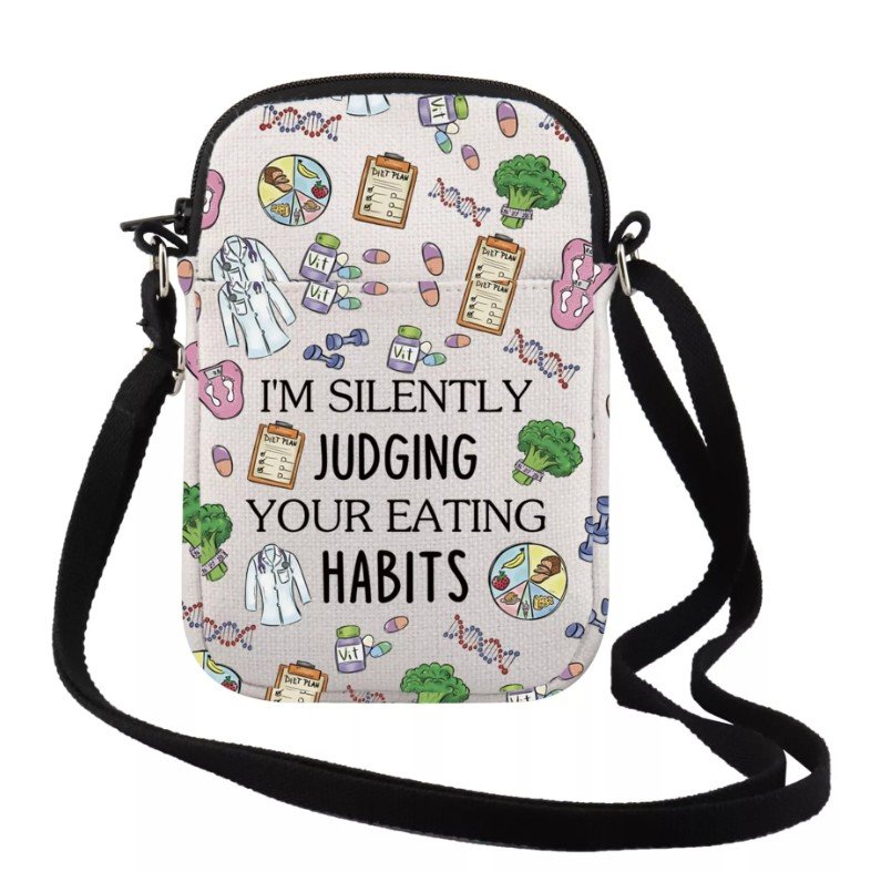 Dietitian thank you crossbody bag designed as an appreciation gift for dietitians and nutrition professionals