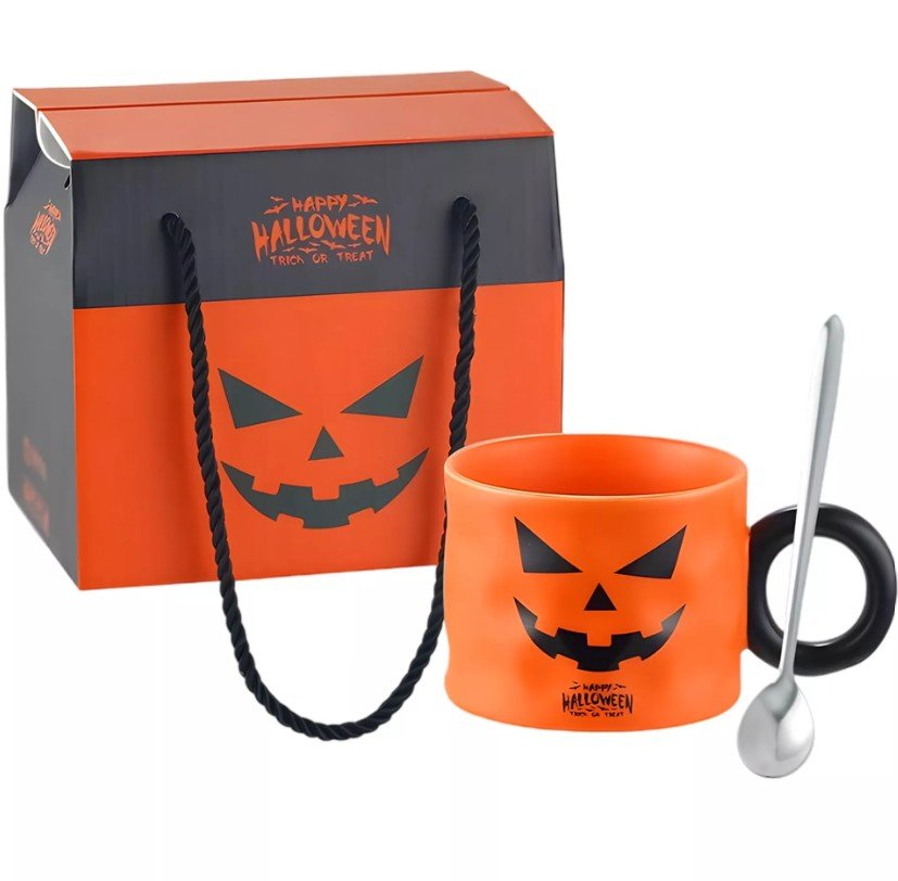 Halloween pumpkin ceramic coffee mug with festive autumn design for coffee and tea lovers